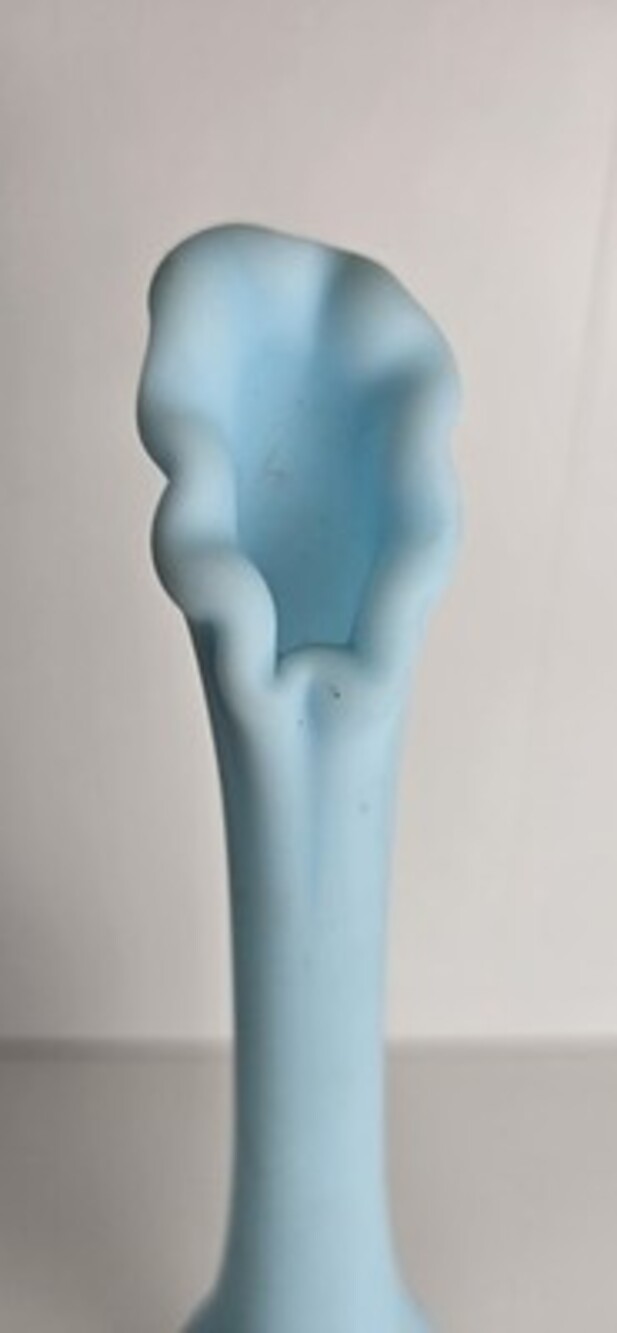 Fenton Blue Satin Swung Bud Vase 10.75" Art Glass Milk Glass - Picture 4 of 7